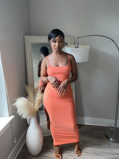 Orange Body Con Dress